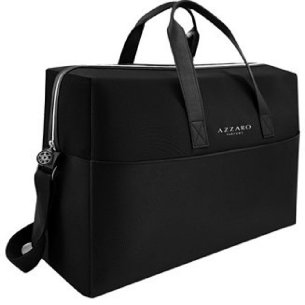 Azzaro Black Duffel Bag with Detachable Strap and Durable Material
